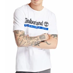 Maglietta a maniche corte bianca con logo Timberland stampato