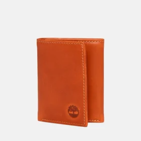 Portafoglio trifold da uomo in pelle cerata